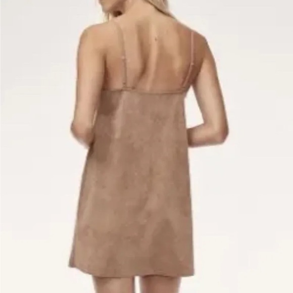 NWT Wilfred Free Aritzia Vivienne Camel Suede Dress Size XS - Picture 3 of 12